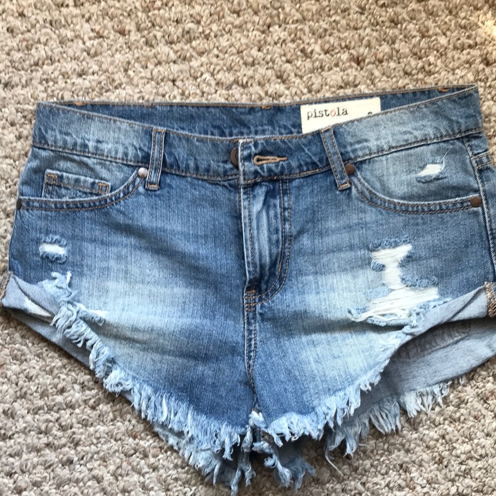 Pistola distressed denim shorts